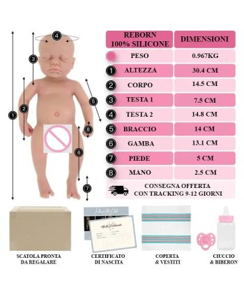 Bébé reborn 31cm yeux fermés 100% silicone souple - MANDY plus qu'un jeu 