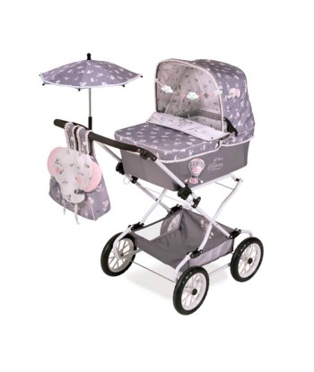 Passeggino grigio elefante per bambole reborn en stock