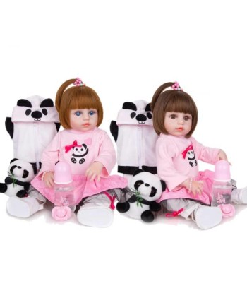 Poupées jumelles renaissantes avec des vêtements de panda - Yelina et Valeria l'achat 